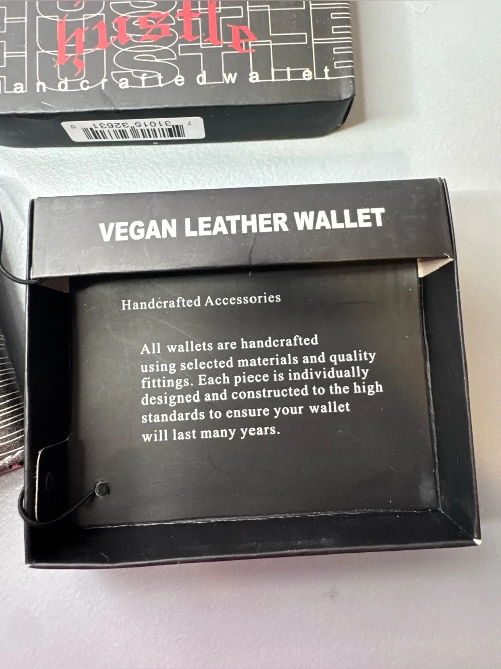 Hustle Vegan Leather Wallet - Black with Red Graphic multi compartment gift box